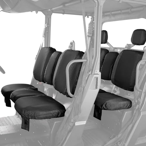 KEMIMOTO UTV Seat Covers Black, Waterproof Repellent UTV Seat Cover Set w/Headrest Cover Compatible with Can Am Defender Front Two Doors Split Bench Seat Covers- Black