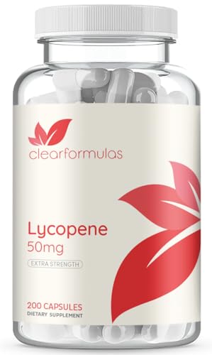 Clear Formulas Lycopene 50mg 200 Vegetarian Capsules (Non-GMO & Gluten Free)