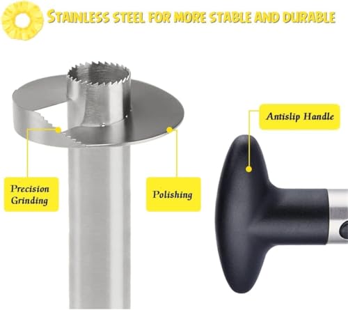 Pineapple Corer and Slicer Tool, Stainless Steel Pineapple Core Remover Tool, Stainless Steel Pineapple Cutter for Home Kitchen with Sharp Blade for Diced Fruit Rings Christmas Gift