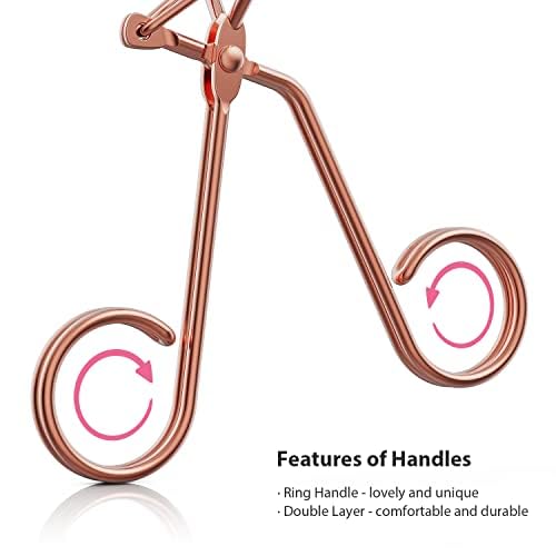 Eyelash Curler for Women - Golden Professional Lash Curler with Refill Silicone Pads. Easy to Curl Open-Eye Eyelashes Naturally in Seconds with No Pinching, No Pulling and Last Long