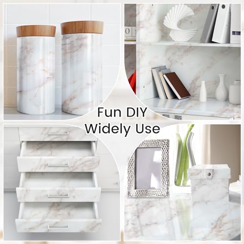 rabbitgoo Glossy Marble Contact Paper Peel and Stick Wallpaper 11.8" x 78.7" Countertop Furniture Waterpoof Self Adhesive Removable Cover for Kitchen Bathroom Cabinet Drawer Shelf Liner Vinyl Roll