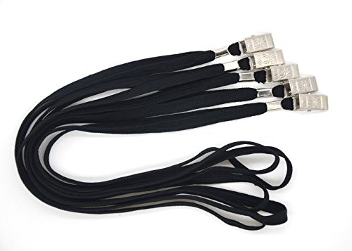 Bird Fiy® 50 Pcs Lanyard Bulldog Clip 32-inch Flat Braid Neck Lanyard for Id Cards/badges (Black)