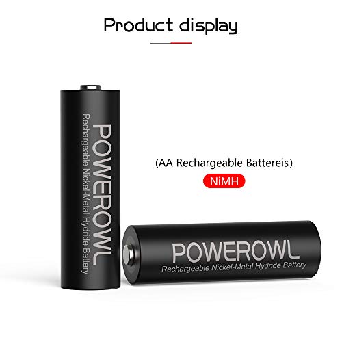POWEROWL Rechargeable AA Batteries,2800mAh High Capacity Batteries 1.2V NiMH Low Self Discharge Pack of 8