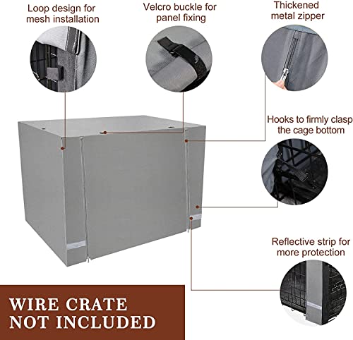 Yotache Dog Crate Cover for 24" Small Double Door Wire Dog Cage, Lightweight 600D Polyester Indoor/Outdoor Waterproof & Windproof Pet Kennel Covers, Gray | NO Wire Crate