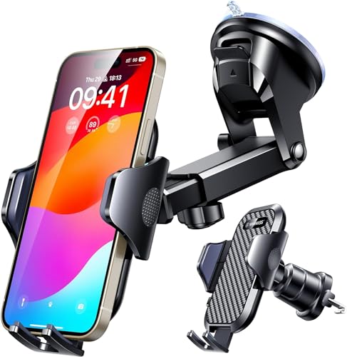 VANMASS 【2024 Newest & Strongest Military-Grade Cert Car Phone Holder Mount【Over 60LBS Suction】 Dashboard Windshield Cell Automobile Cradles Truck Hook Vent for iPhone 15 Pro Max 14 13 12 Samsung, Black