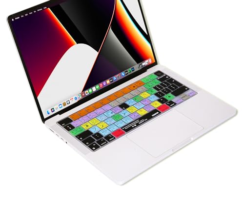 XSKN Silicone Keyboard Cover Skin for MacBook Pro/Air with Touch ID 14.2" 16.2" 13.6" 15.3" Model No: A2442 A2779 A2918 A2992 A2485 A2780 A2681 A2941 (US Layout, Logic Pro Shortcuts)