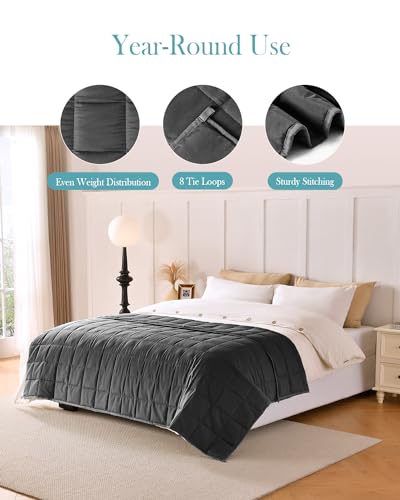 Topblan Weighted Blanket for Adults, Breathable Cooling Weighted Blanket, High Breathability Blanket 12lbs, Soft Material with Glass Beads for All Season, Sofa Bed, 48"x72" Twin Size, Black