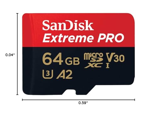 SanDisk 64GB Extreme PRO microSDXC Card + SD Adapter + RescuePro Deluxe, up to 200 MB/s, with A2 App Performance, for Smartphones, Action Cameras or Drones UHS-I Class 10 U3 V30