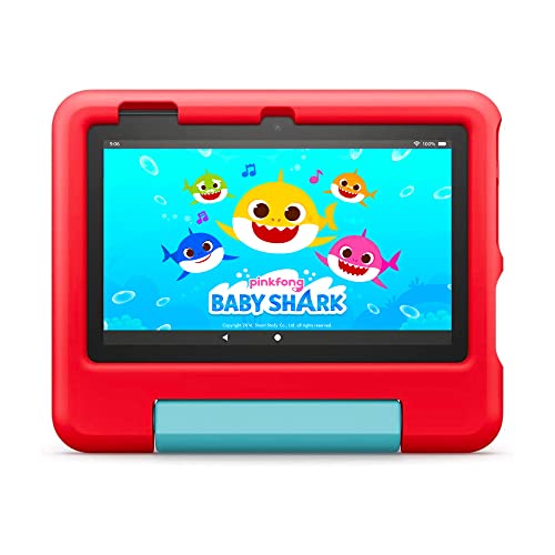 Amazon Fire 7 Kids tablet (newest model) ages 3-7. Top-selling 7" kids tablet on Amazon | 6-months of ad-free content with parental controls included, 10-hr battery, 16 GB, Red