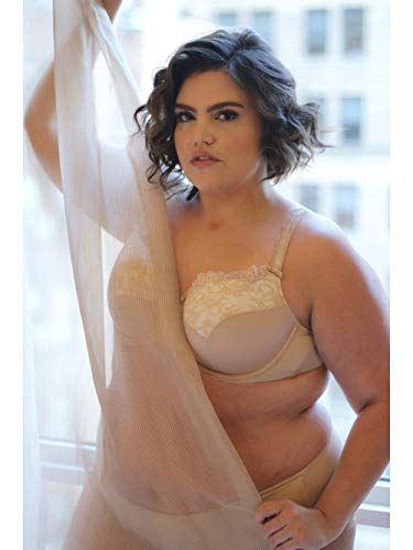 Curvy Couture Women's Tulip Lace Push Up Bra, Black Adobe Rose, 44DD