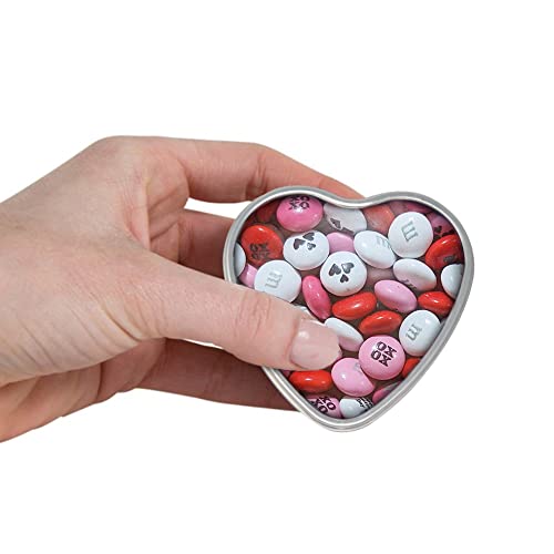 M&M’S WORLD Valentines Day Favor Kits 2lb Chocolate Candy and 20 Heart Tins for Chocolates and Heart Candy