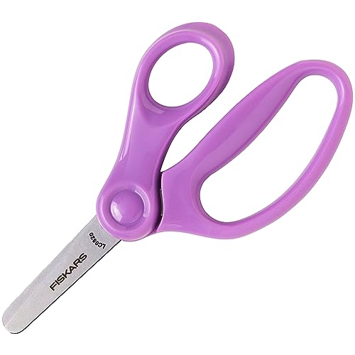 Fiskars 5" Blunt-Tip Scissors for Kids Ages 4-7, For School or Crafting, Purple