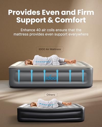 iDOO Twin Air Mattress with Built in Pump, Luxury Double High Inflatable Mattress for Camping, Home&Guests, 18" Raised Blow up Bed Airbed Colchon Inflable - Fast Inflation/Deflation - 550lb MAX