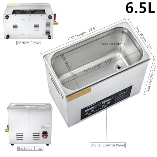 Kaimashi Ultrasonic Cleaner 6.5L with Digital Timer and Heater, Stainless Steel Ultrasonic Cleaning Machine for Carburetor Parts Cleaning