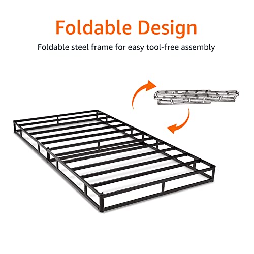 Amazon Basics Smart Box Spring Bed Base, 5 Inch Mattress Foundation, Tool-Free Easy Assembly, Twin, 74"L x 38"W x 5"H, White