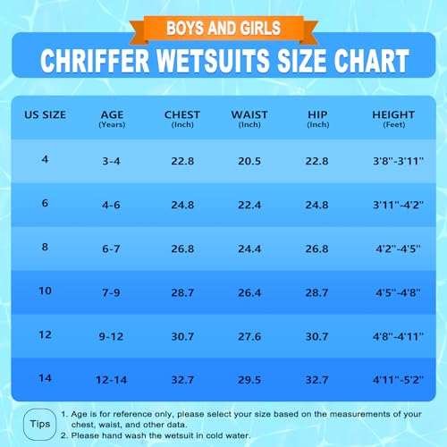 Chriffer Kids Wetsuit Shorty Wet Suit for Girls Boys Front Zip 2mm Neoprene Thermal Short Sleeves for Toddler/Kid/Youth/Teens Keep Warm for Diving Surfing Swimming Water Sports, Blue, X-Small