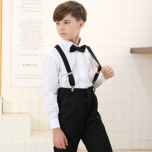 Kajeer Kids Suspender Bowtie Necktie Sets - Adjustable Elastic Classic Accessory Sets for 6 Months to 13 Year Old Boys & Girls (Orange, 26 Inches (Fit 6 Months to 6Years))