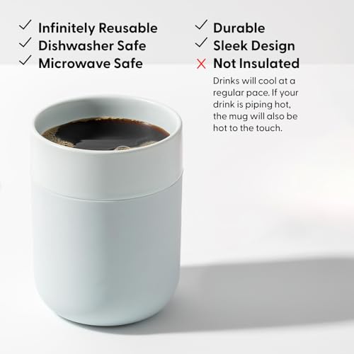 W&P Porter Travel Coffee Mug with Protective Silicone Sleeve | 12 Ounce Blush | Reusable Cup for Coffee or Tea | Portable Ceramic Mug with BPA-Free Press-Fit Lid | Dishwasher Safe | On-the-Go