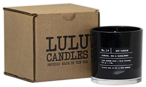 Lulu Candles | Jasmine, Oud & Sandalwood | Luxury Scented Soy Jar Candle | Hand Poured in The USA | Highly Scented & Long Lasting (9 Oz.)