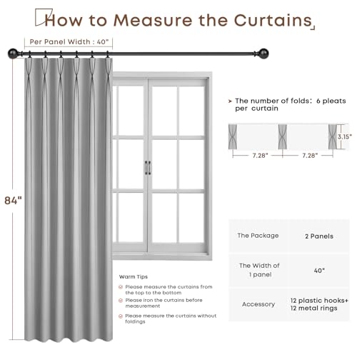 INOVADAY Blackout Curtains Pinch Pleated Linen Curtains 2 Panel Set, W40 x L95, Rust Brown
