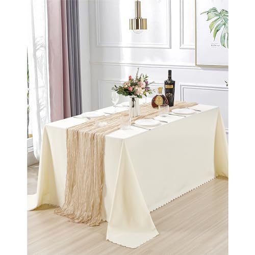 Dololoo 2 Pack Cheesecloth Table Runner 35 x 118 Inches Gauze Table Runner 10Ft Boho Rustic Decorations for Wedding Decor Reception Bridal Shower Holiday Party, White