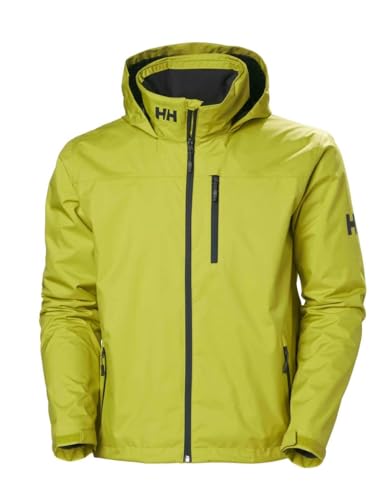 Helly Hansen Men's Crew Hooded Midlayer Fleece Lined Waterproof Raincoat Jacket, 853 Grey Fog, XX-Large