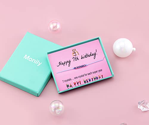 Monily 7th Birthday Bracelets - Happy Birthday Gifts for 7 Year Old Girls