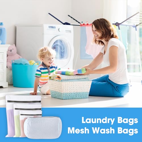 CXYARY 10PCS Mesh Laundry Bags for Delicates, 4 Sizes Laundry Bag Mesh Wash Bags With Premium Zipper, Durable Lingerie Wash Bag, Travel Laundry Bag (3 Large, 3 Medium, 3 Small, 1 Cylinder)
