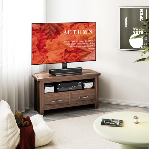 Universal Swivel TV Stand Base - Table Top TV Stand for 32 to 70 75 Inch TVs, Height Adjustable TV Mount Stand with Tempered Glass Base for Living Room, Bedroom, Holds up to 110lbs, Max VESA 600x400mm