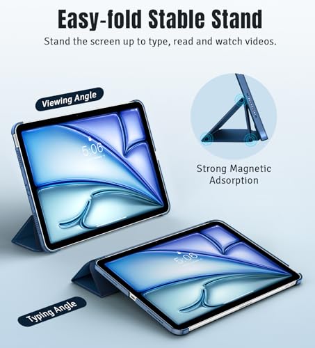 TiMOVO for iPad Air 11 Inch Case M2 2024, iPad Air 5th Generation Case 2022/iPad Air 4th Gen Case 2020 10.9 Inch, Slim Hard PC Translucent Back Shell Smart Cover Fit iPad Air Case, Abyss Blue