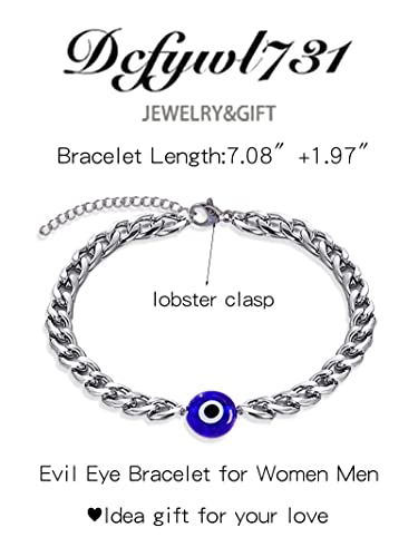 Dcfywl731 Evil Eye Bracelet for Women Evil Eye Charms for Bracelets Hamsa Bracelet for Men Silver Gold Mexican Bracelets Evil Eye Mal De Ojo Bracelets Protection Bracelet (Silver)