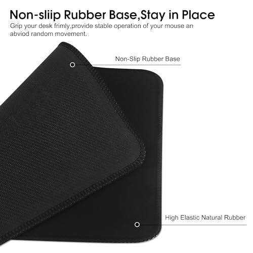 HoYiXi Mouse Mat 2 Pack(270 x 210 x 3 MM,Mouse Pad Soft Smooth Surface and Anti-Slip Rubber Base Waterproof Soft Cloth MousePads for Home Office Work, 270 x 210 x 3 MM,Black