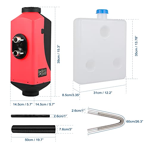 12V 8KW Diesel Air Heater Air Parking Heater 10L Tank Diesel Heater for Truck Boat Bus w Remote Control/LCD Monitor/Silencer