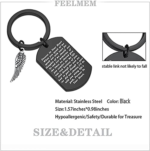 FEELMEM Cardinal Condolence Sympathy Gift Forever in Your Heart Cardinal Poem Memorial Keychain Cardinal Remembrance Gift (black)