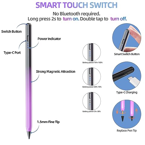 Stylus Pen for iPad, Apple Pencil for iPad 10th 9th Gen, Apple Pen iPad Pencil for iPad Air 5/4/3rd, iPad Pro 11/12.9 Inch, with Palm Rejection & Tilt Sensitivity, Magnetic Stylus iPad Pen, Black