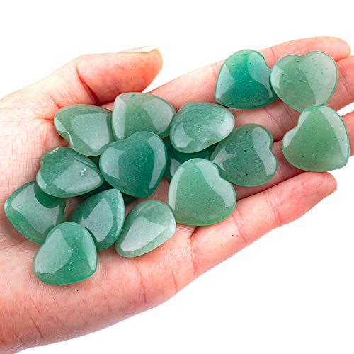 UU UNIHOM Natural Chakra Gold and Green Carved Polished Heart Love Gemstone Mini Puffy Pocket Stone Decorate Gift Healing Crystal Chakra Reiki Balancing Anxiety Stress Relief Therapy