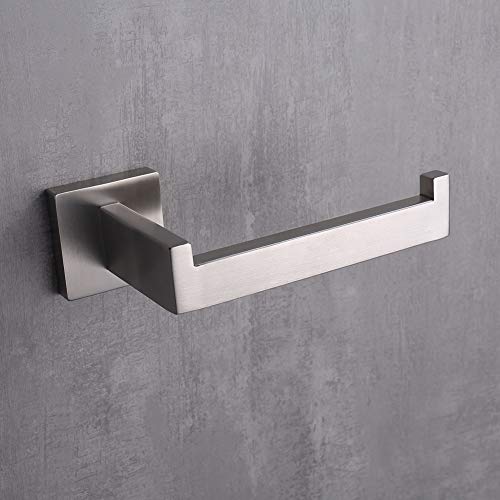 TASTOS Toilet Paper Holder Brushed Nickel 2 Pack, Toilet Tissue Roll Holders Dispenser and Hangers Wall Mounted for Bathroom & Kitchen, Stainless Steel Modern Square Style (Silver)
