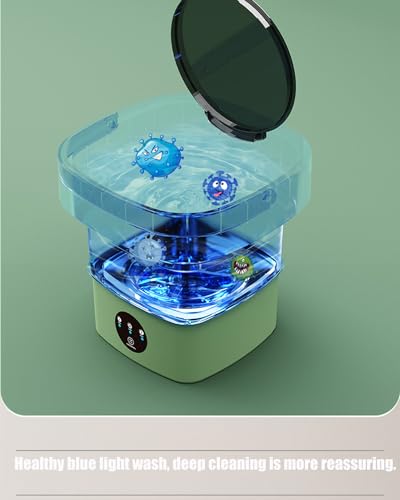 ZhuoMuNiao portable washing machine,mini washing machine,9Litre large capacity foldable washing machine,washing machine suitable for Travel, RV, Camping, Home or Apartments Laundry Used(Green new)…