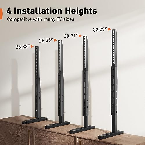 Perlegear TV Stand Steel TV Legs for Most 37–82 Inch Flat or Curved TVs up to 110 lbs, Height Adjustable TV Feet Suitable for Soundbar, Universal Tabletop TV Stand Base Max VESA 800 x 500mm, PGTVS20