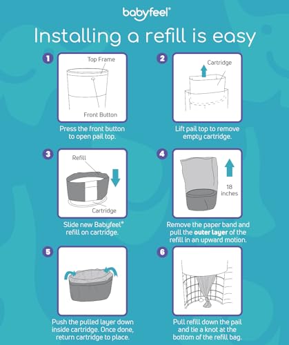 Babyfeel Refills Compatible with DEKOR PLUS Diaper Pails | 4 Pack | Exclusive 30% Extra Thickness | Diaper Pail Refills with Powerful Odor Elimination | Fresh Powder Scent | Holds up to 2320 Diapers