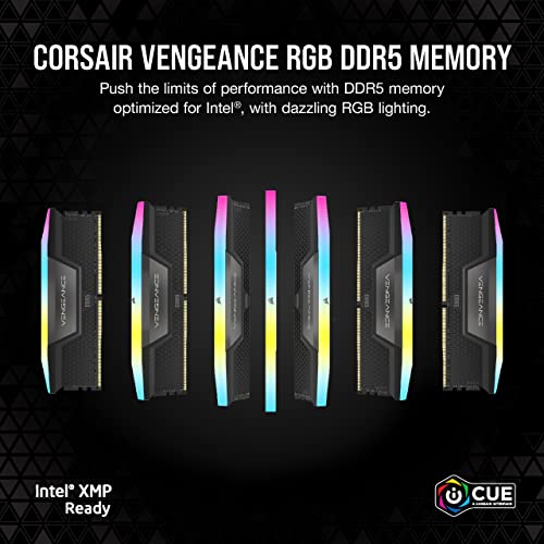 CORSAIR VENGEANCE RGB DDR5 RAM 32GB (2x16GB) 6000MHz CL40 Intel XMP iCUE Compatible Computer Memory - Black (CMH32GX5M2B6000C40)