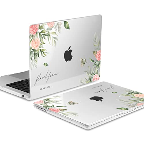 Batianda Compatible with New MacBook Air 13 inch Case 2024 M3/M2 Chip Model A3113/A2681, Plastic Crystal Hardshell Keyboard Cover for MacBook Air 13.6 inch & USB-C OTG Adapter, Lovely flower