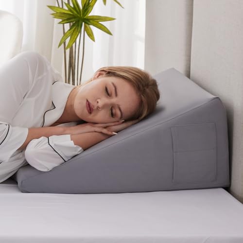 MEGCXIT Leg Elevation Pillow for After Surgery, Leg Pillow Elevation Blood Circulation Memory Foam Leg Wedge for Elevation for Swelling, Foot Elevation Pillow Post Surgery 23.6×16.8×8 Inch Short Plush