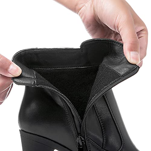 GLOBALWIN Black Platform Boots High Heel Chunky Boots For Women 5.5M