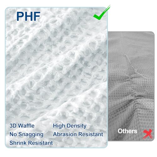 PHF Waffle Weave Duvet Cover Set Queen Size, 3 Piece Ultra Soft Breathable Durable Comforter Cover for All Season, Waffle Textured Duvet Cover with 2 Pillow Shams Bedding Collection,90"x90",Black