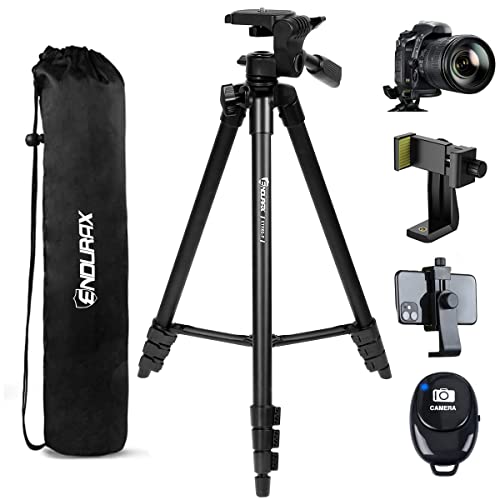 Endurax 60" Phone Tripod for Canon Camera Stand with Universal Phone Mount & Remote Shutter Max Load 6.6 lb, No Quick Release Plate, Black