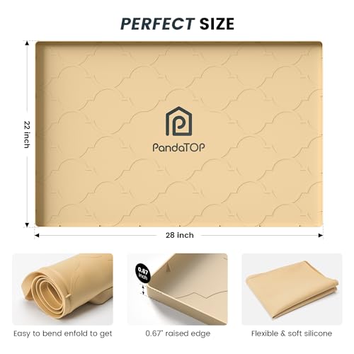 Under Sink Mat, 22" x 19" Silicone Kitchen Cabinet Tray, Waterproof & Flexible Under Sink Liner for Kitchen Bathroom and Laundry Room(Black)