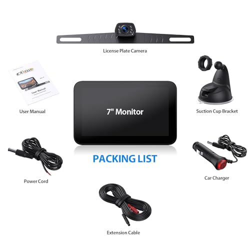 ZEROXCLUB Wired Backup Camera Kit with 7" Monitor, HD 1080P Display for Car Truck/Pickup/SUV/Van/RV, Night Vision Rear View Camera IP69 Waterproof-B7