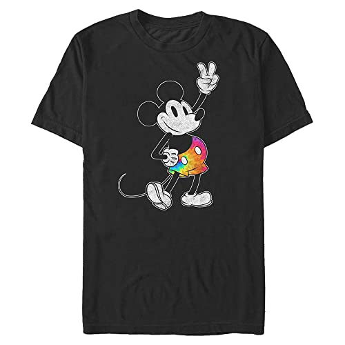 Disney Big Classic Tie Dye Mickey Stroked Men's Tops Short Sleeve Tee Shirt, Black, Large Tall