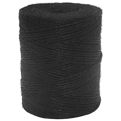 Vivifying 656 Feet Black Jute Twine, Natural 2mm Jute Cord for Crafts, Halloween Wrapping, Garden (Black)